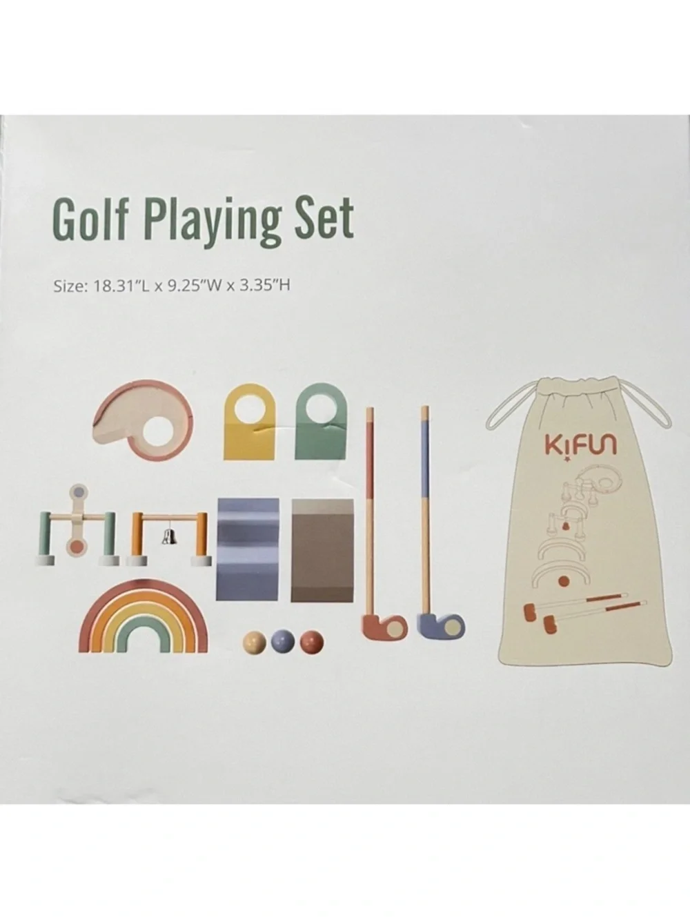 Kifun | Wood Mini Golf Playing Set Role Play Logic Toy